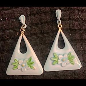 Fun porcelain style brass earrings